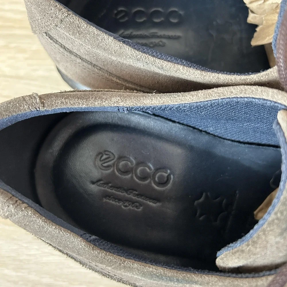 ECCO Shoes‎ Mens Size 44 Suede Leather Dress Lace Up Comfort Shock Point Sole